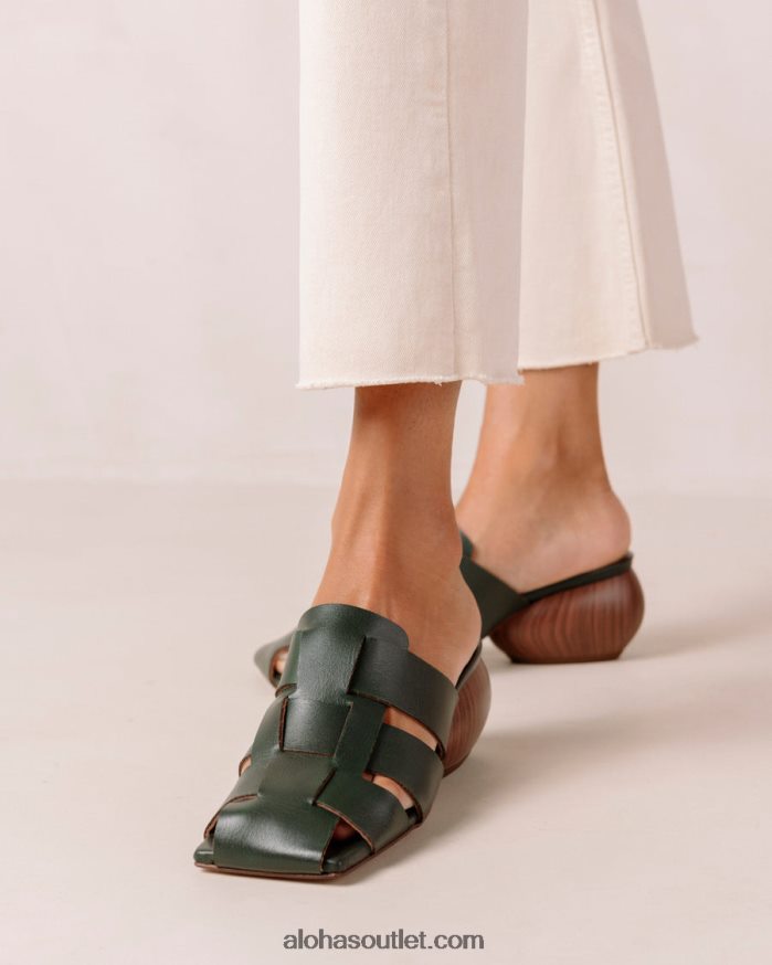 mulheres rubi - mules de couro trançado verde Alohas 4P88ZX382 Jade verde