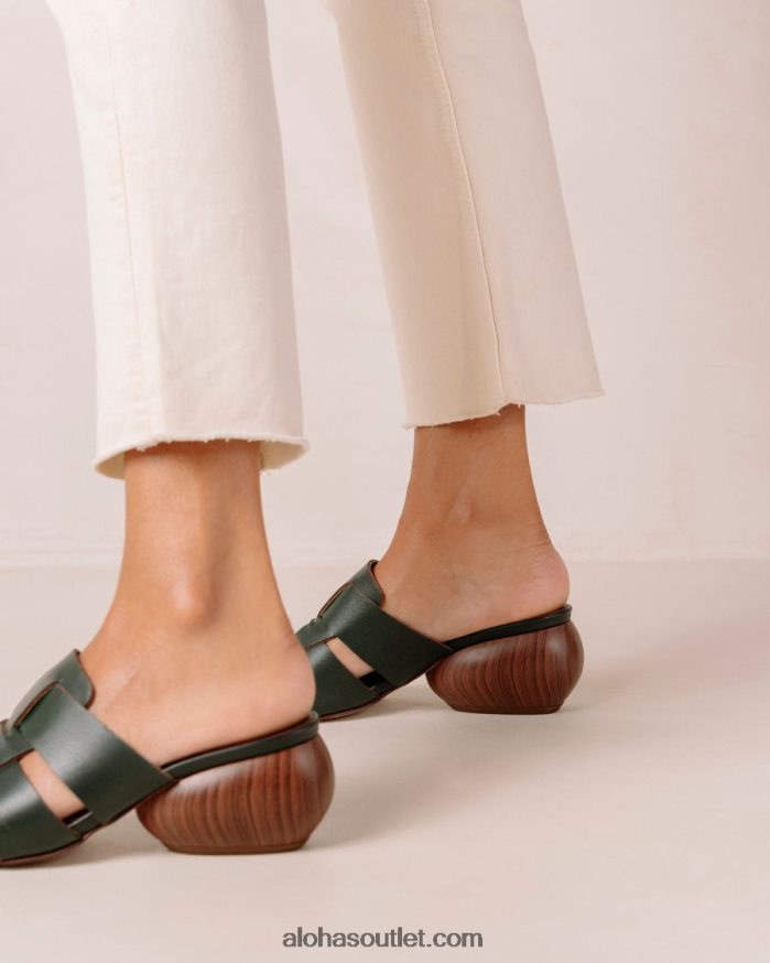 mulheres rubi - mules de couro trançado verde Alohas 4P88ZX382 Jade verde