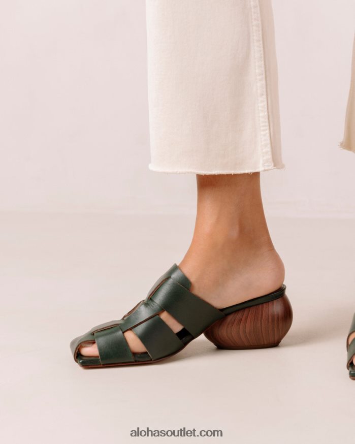 mulheres rubi - mules de couro trançado verde Alohas 4P88ZX382 Jade verde
