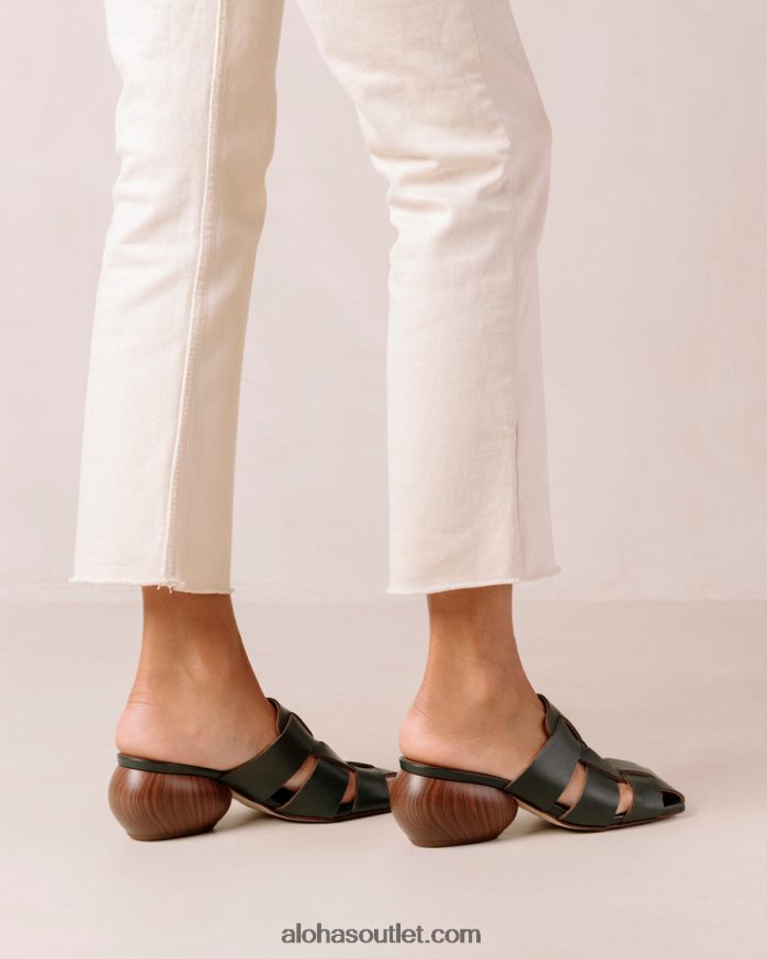 mulheres rubi - mules de couro trançado verde Alohas 4P88ZX382 Jade verde