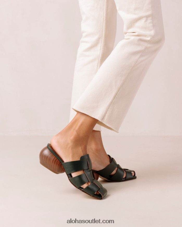 mulheres rubi - mules de couro trançado verde Alohas 4P88ZX382 Jade verde