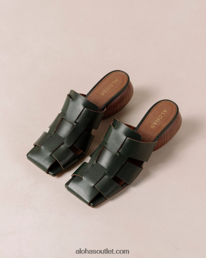 mulheres rubi - mules de couro trançado verde Alohas 4P88ZX382 Jade verde