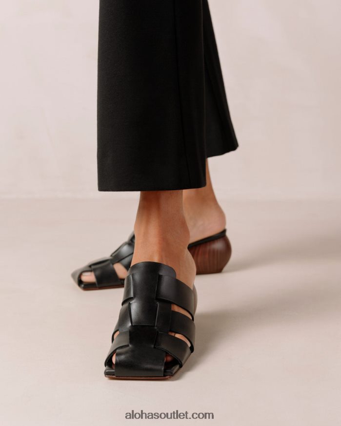 mulheres ruby - mule preto de couro trançado Alohas 4P88ZX380 preto