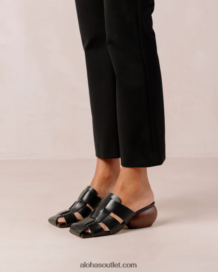 mulheres ruby - mule preto de couro trançado Alohas 4P88ZX380 preto