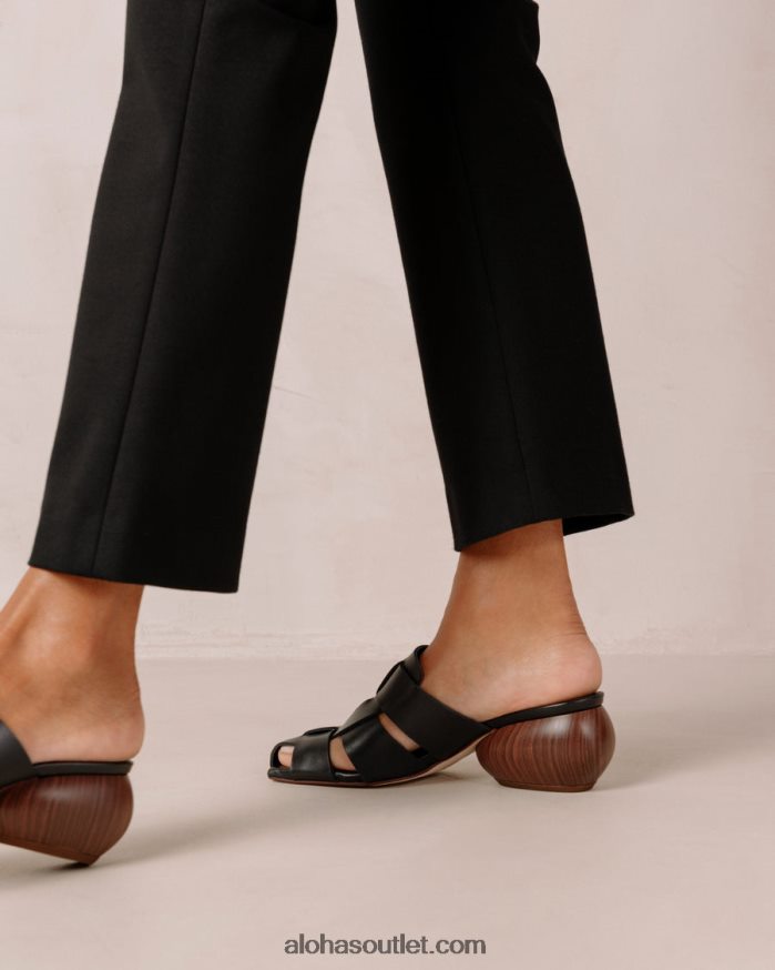 mulheres ruby - mule preto de couro trançado Alohas 4P88ZX380 preto