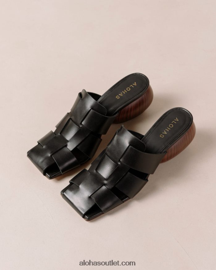 mulheres ruby - mule preto de couro trançado Alohas 4P88ZX380 preto
