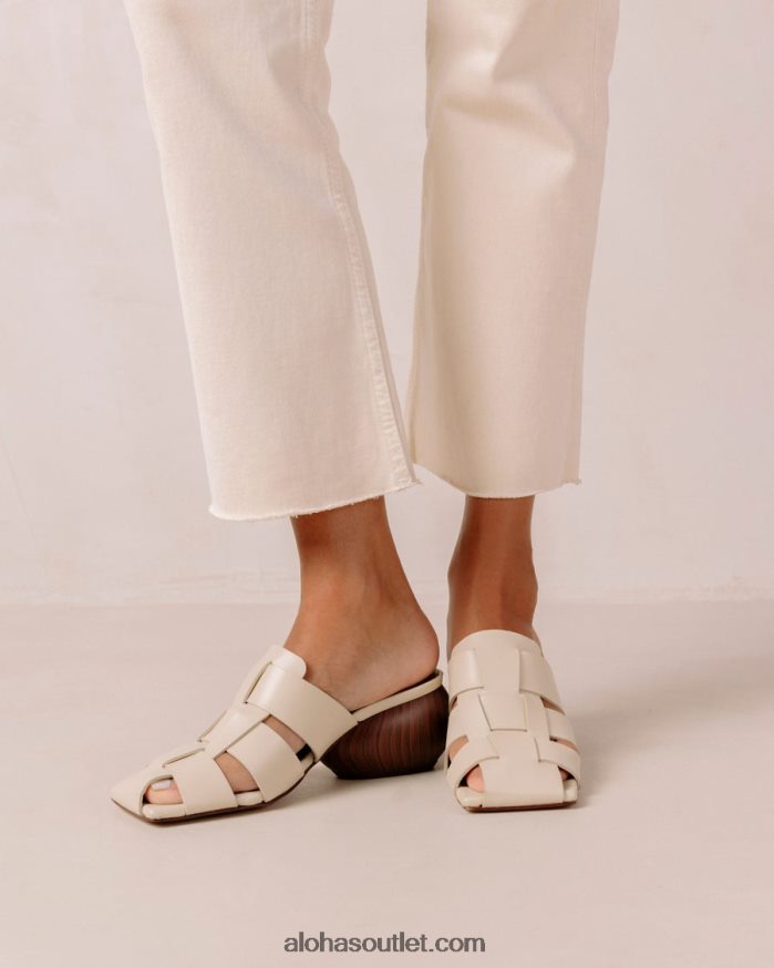 mulheres ruby - mules de couro trançado branco Alohas 4P88ZX381 creme