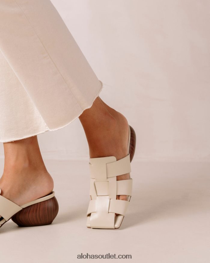 mulheres ruby - mules de couro trançado branco Alohas 4P88ZX381 creme