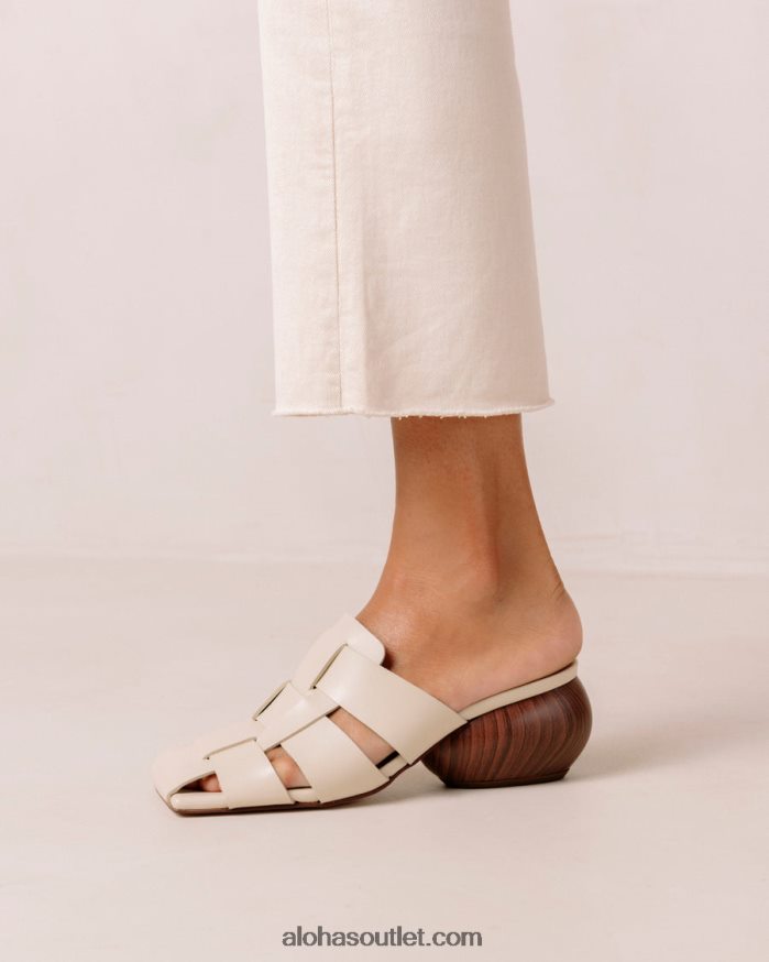 mulheres ruby - mules de couro trançado branco Alohas 4P88ZX381 creme