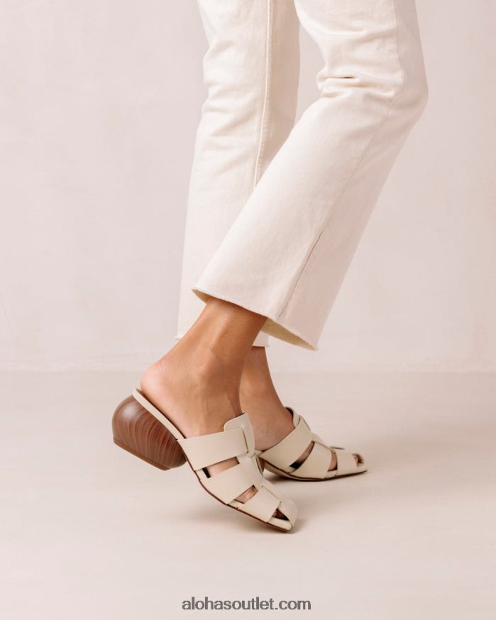 mulheres ruby - mules de couro trançado branco Alohas 4P88ZX381 creme