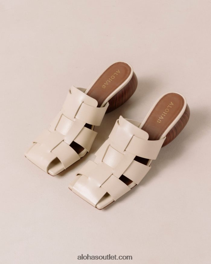 mulheres ruby - mules de couro trançado branco Alohas 4P88ZX381 creme