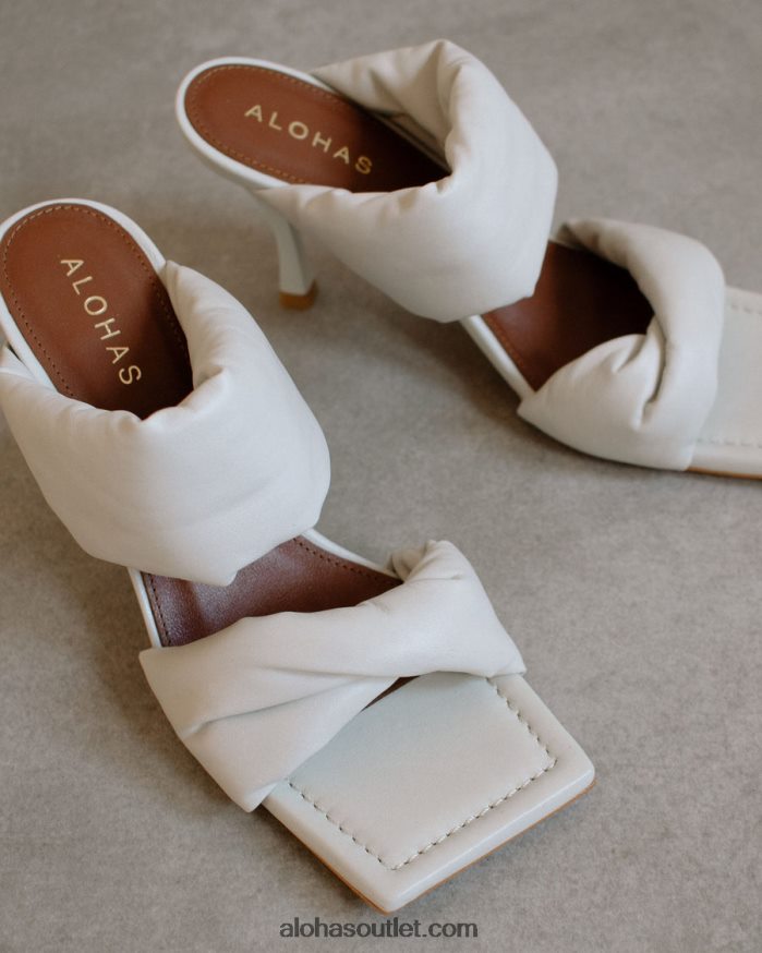 mulheres tira de torção - mules de couro off-white Alohas 4P88ZX276 off white