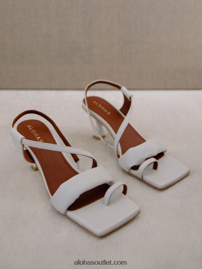 mulheres tiras assimétricas - mules de couro branco Alohas 4P88ZX502 gelo