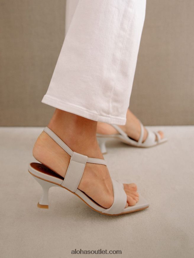 mulheres tiras assimétricas - mules de couro branco Alohas 4P88ZX502 gelo