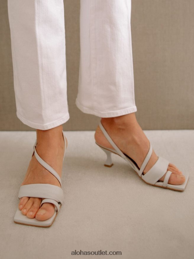 mulheres tiras assimétricas - mules de couro branco Alohas 4P88ZX502 gelo