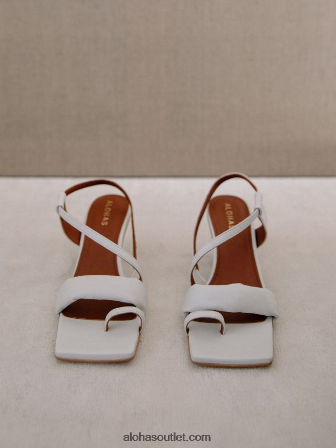 mulheres tiras assimétricas - mules de couro branco Alohas 4P88ZX502 gelo