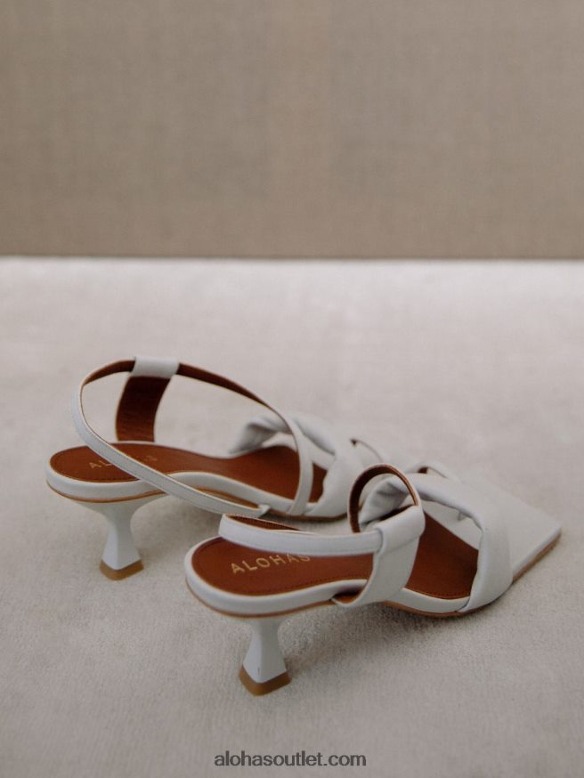 mulheres tiras assimétricas - mules de couro branco Alohas 4P88ZX502 gelo