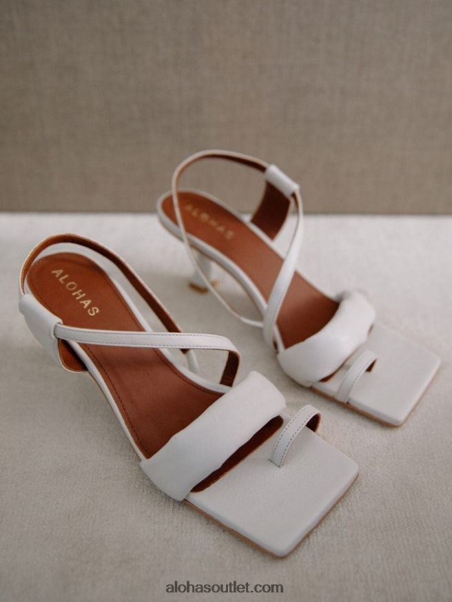 mulheres tiras assimétricas - mules de couro branco Alohas 4P88ZX502 gelo