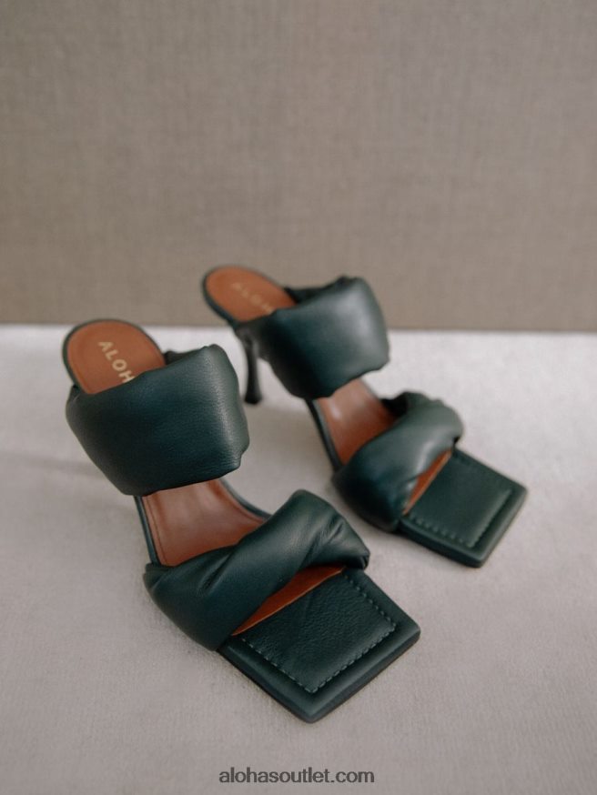 mulheres twist strap - mules de couro verde Alohas 4P88ZX278 verde floresta