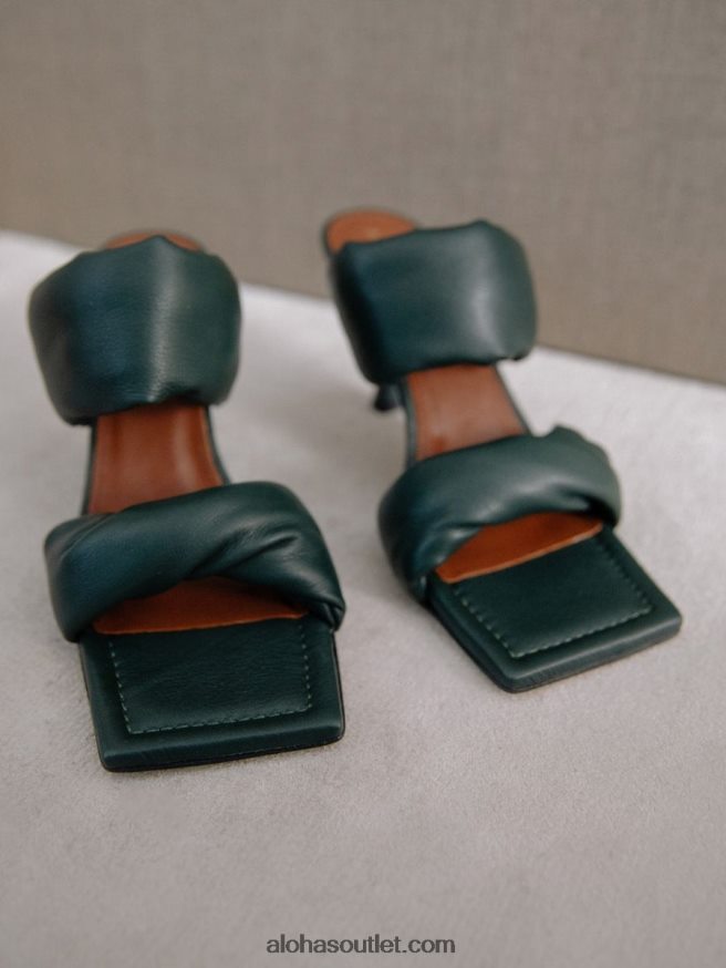 mulheres twist strap - mules de couro verde Alohas 4P88ZX278 verde floresta