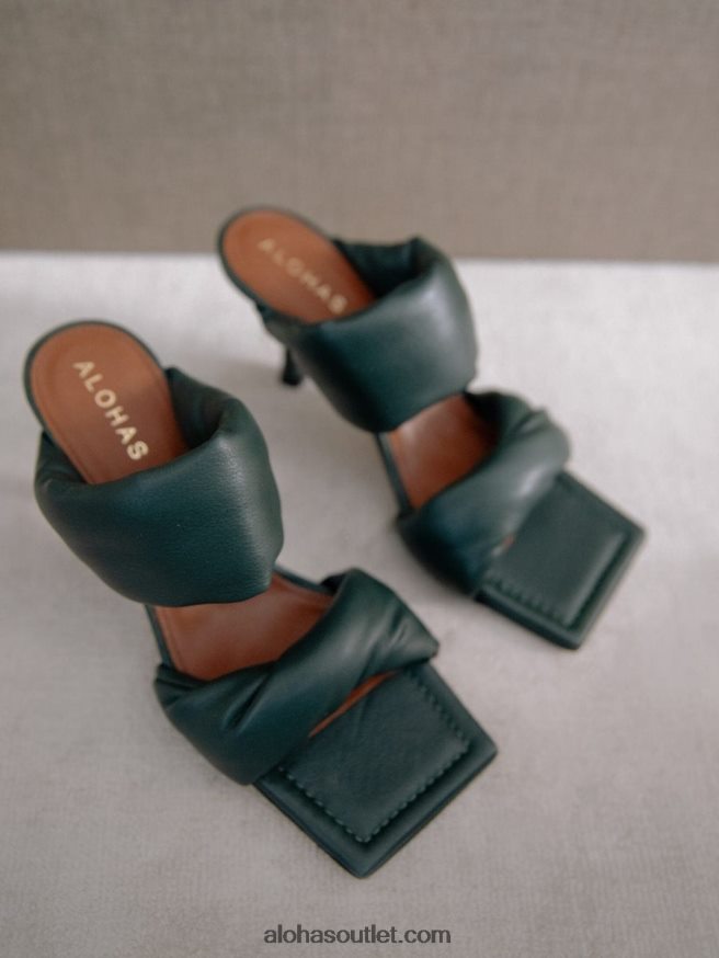 mulheres twist strap - mules de couro verde Alohas 4P88ZX278 verde floresta