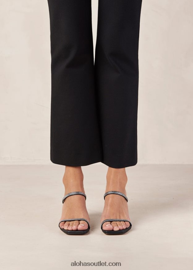 mulheres cannes glow - sandália couro preto e cristais Alohas 4P88ZX162 brilho preto