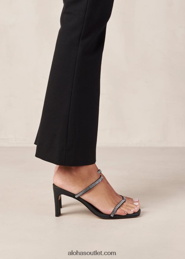mulheres cannes glow - sandália couro preto e cristais Alohas 4P88ZX162 brilho preto