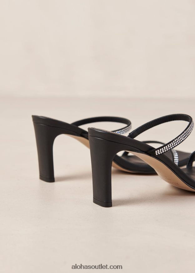 mulheres cannes glow - sandália couro preto e cristais Alohas 4P88ZX162 brilho preto