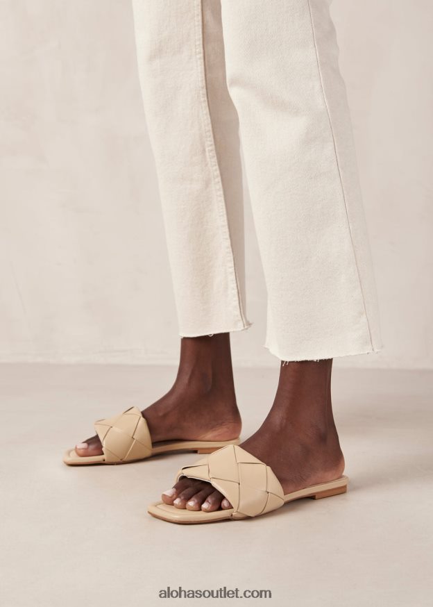 mulheres claquettes woven - sandália bege de couro vegano Alohas 4P88ZX474 chai bege