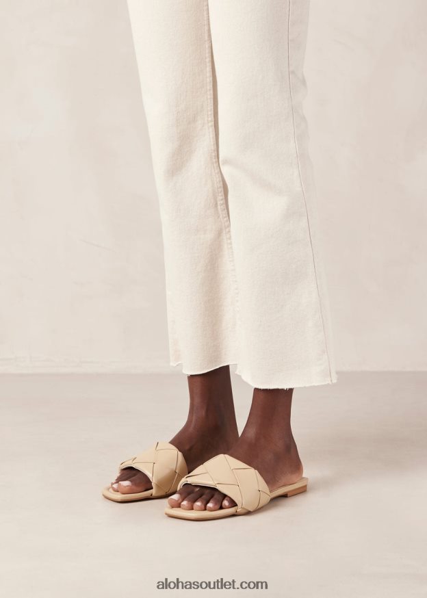 mulheres claquettes woven - sandália bege de couro vegano Alohas 4P88ZX474 chai bege