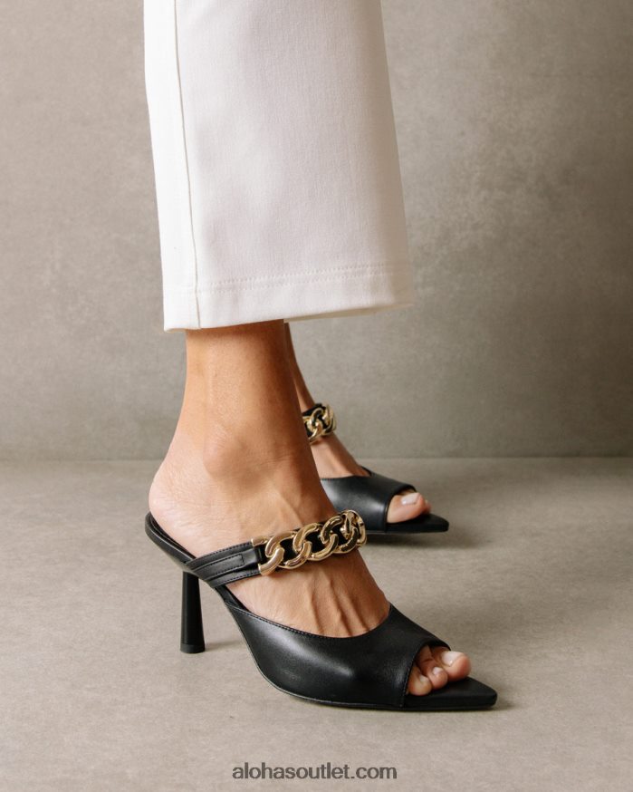 mulheres daisy - mule de couro preta Alohas 4P88ZX536 preto