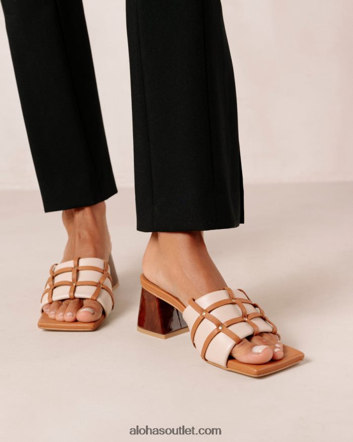 mulheres diorite - sandália de couro branco e marrom Alohas 4P88ZX397 camelo creme
