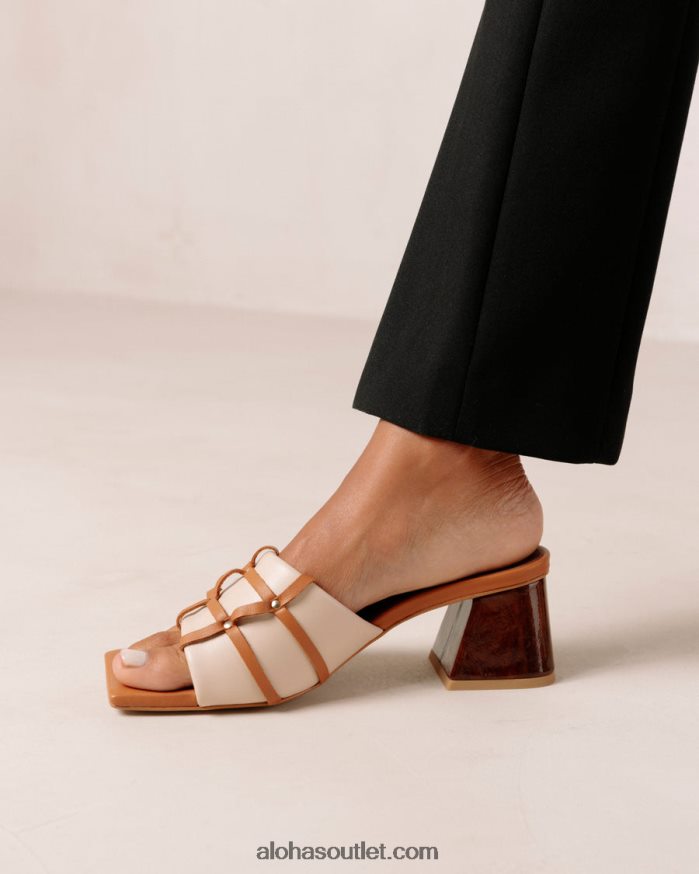 mulheres diorite - sandália de couro branco e marrom Alohas 4P88ZX397 camelo creme