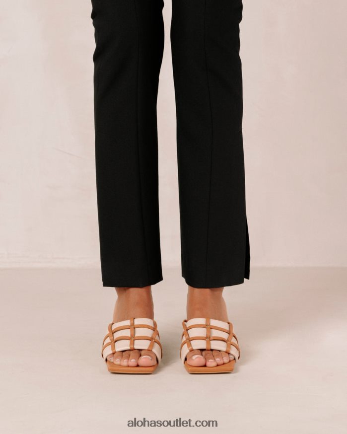 mulheres diorite - sandália de couro branco e marrom Alohas 4P88ZX397 camelo creme
