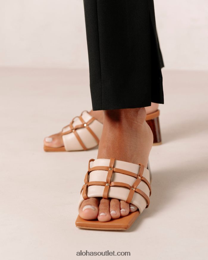 mulheres diorite - sandália de couro branco e marrom Alohas 4P88ZX397 camelo creme