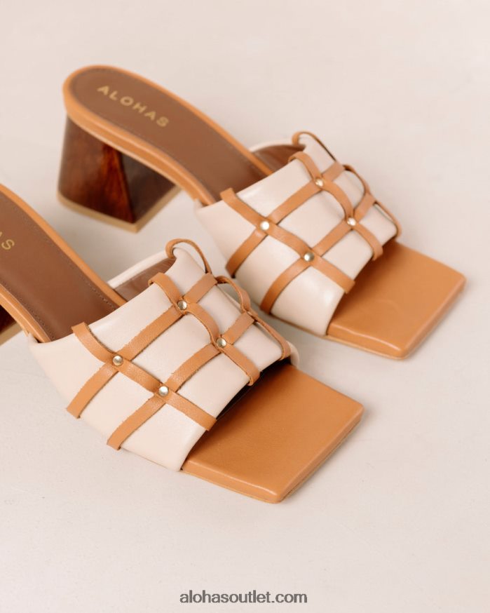 mulheres diorite - sandália de couro branco e marrom Alohas 4P88ZX397 camelo creme