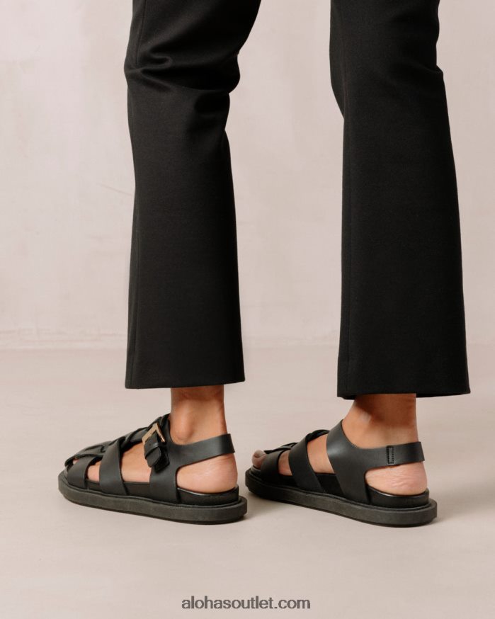 mulheres espinha dorsal - sandálias de couro preto Alohas 4P88ZX413 preto