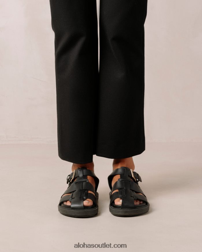 mulheres espinha dorsal - sandálias de couro preto Alohas 4P88ZX413 preto