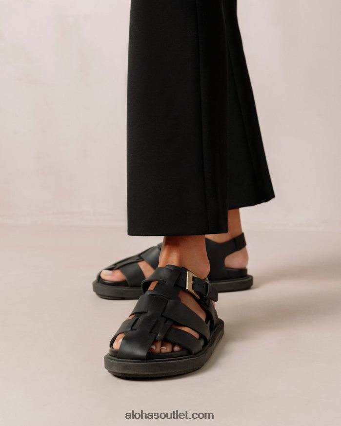 mulheres espinha dorsal - sandálias de couro preto Alohas 4P88ZX413 preto