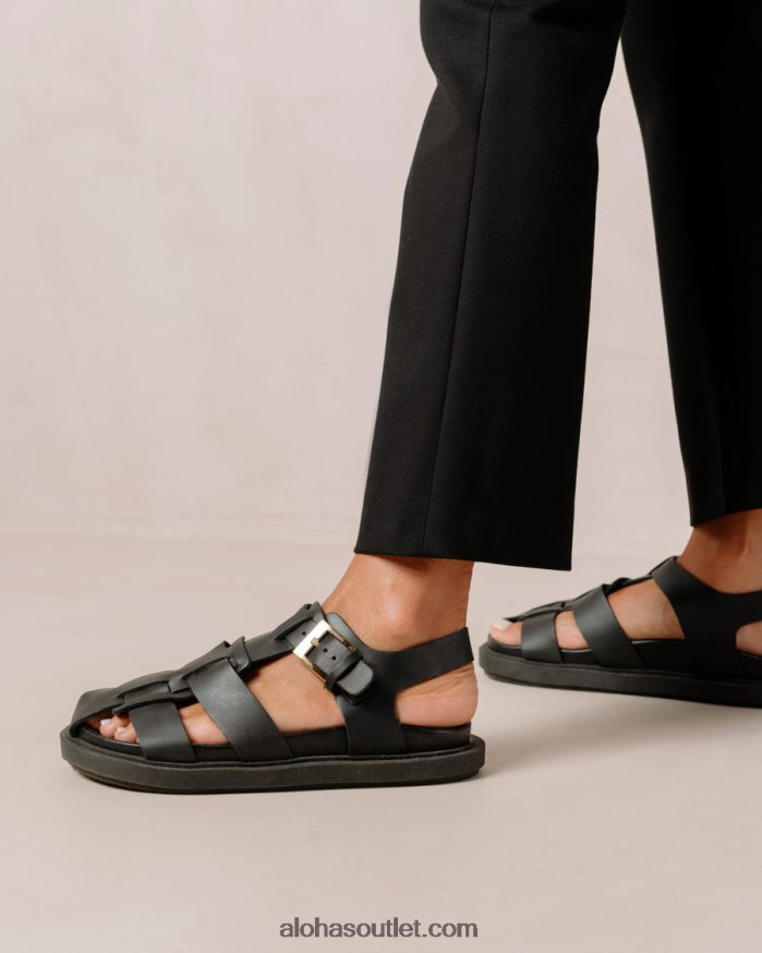 mulheres espinha dorsal - sandálias de couro preto Alohas 4P88ZX413 preto