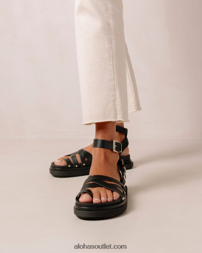 mulheres fivela de milho - sandália preta de couro vegano Alohas 4P88ZX305 milho preto