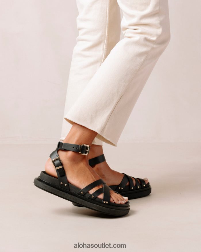 mulheres fivela de milho - sandália preta de couro vegano Alohas 4P88ZX305 milho preto