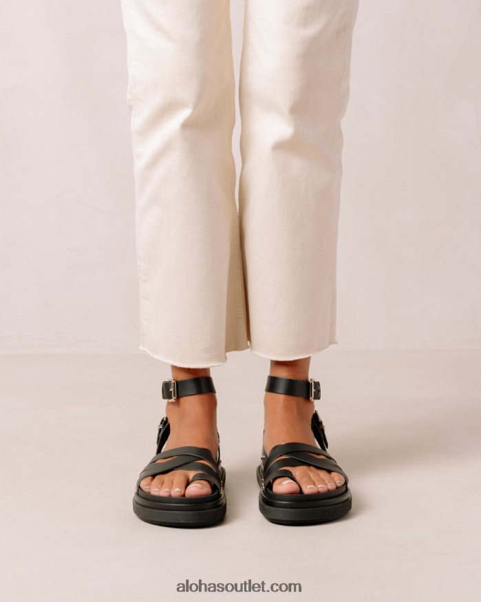 mulheres fivela de milho - sandália preta de couro vegano Alohas 4P88ZX305 milho preto
