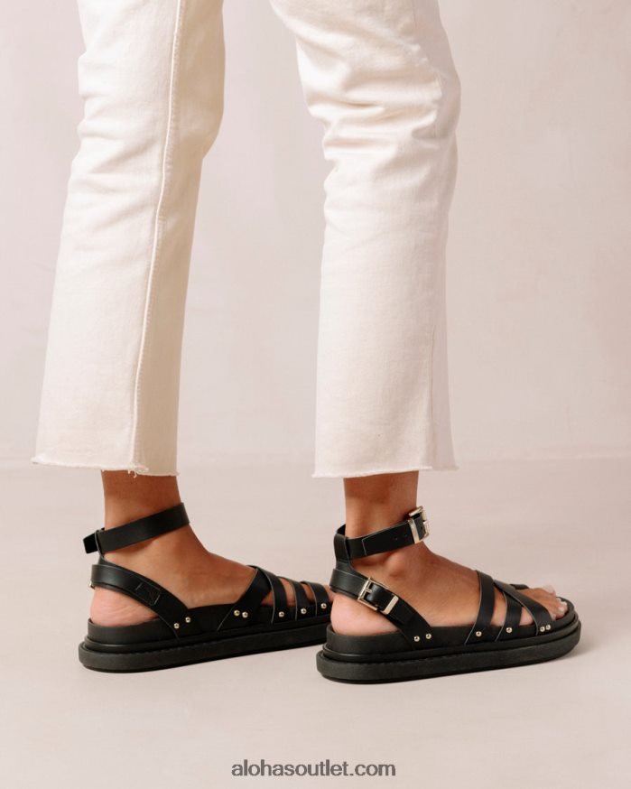mulheres fivela de milho - sandália preta de couro vegano Alohas 4P88ZX305 milho preto