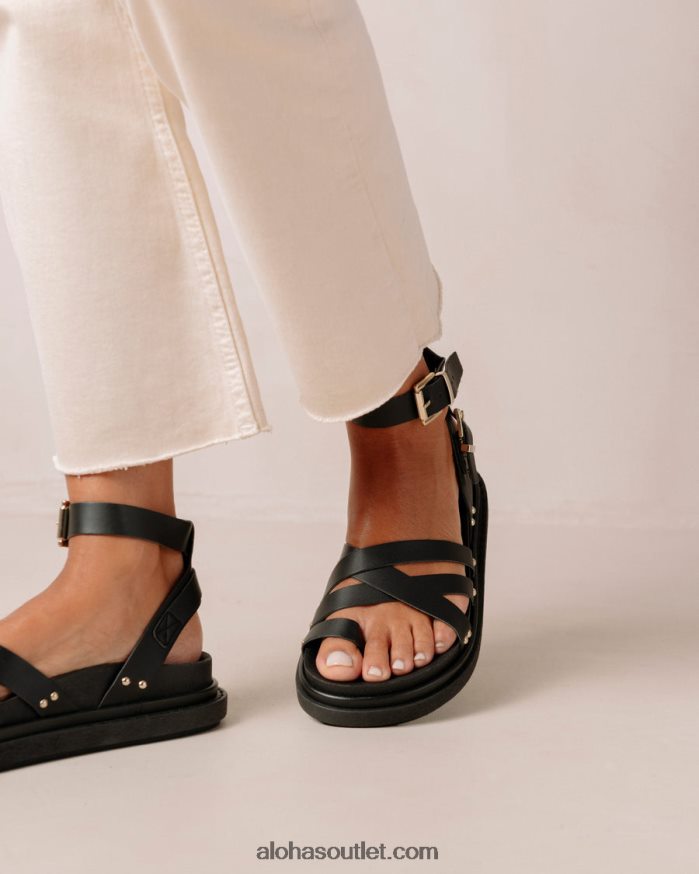mulheres fivela de milho - sandália preta de couro vegano Alohas 4P88ZX305 milho preto