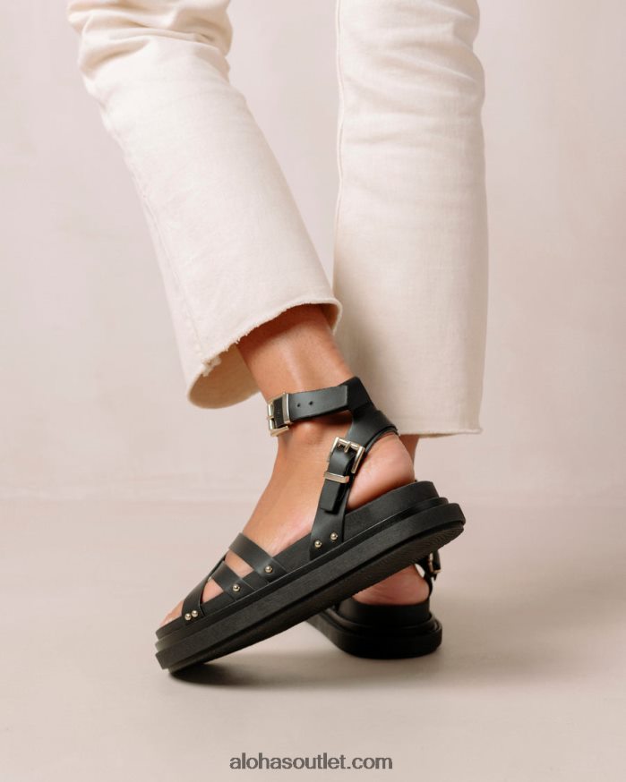 mulheres fivela de milho - sandália preta de couro vegano Alohas 4P88ZX305 milho preto