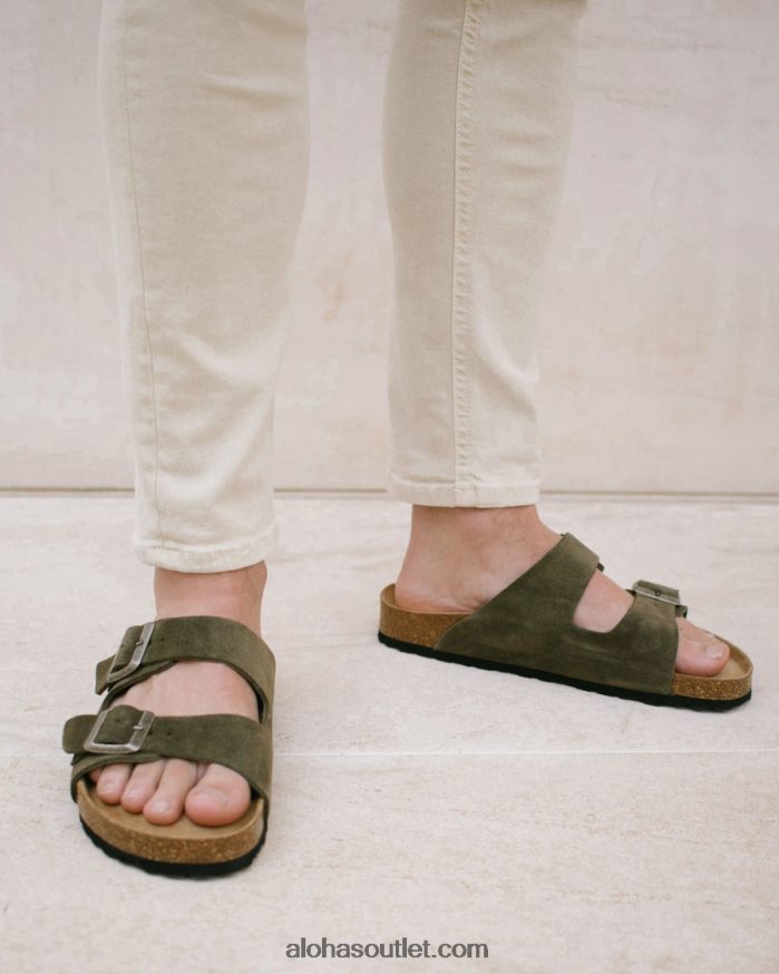 mulheres homey strap - sandálias de couro verde Alohas 4P88ZX563