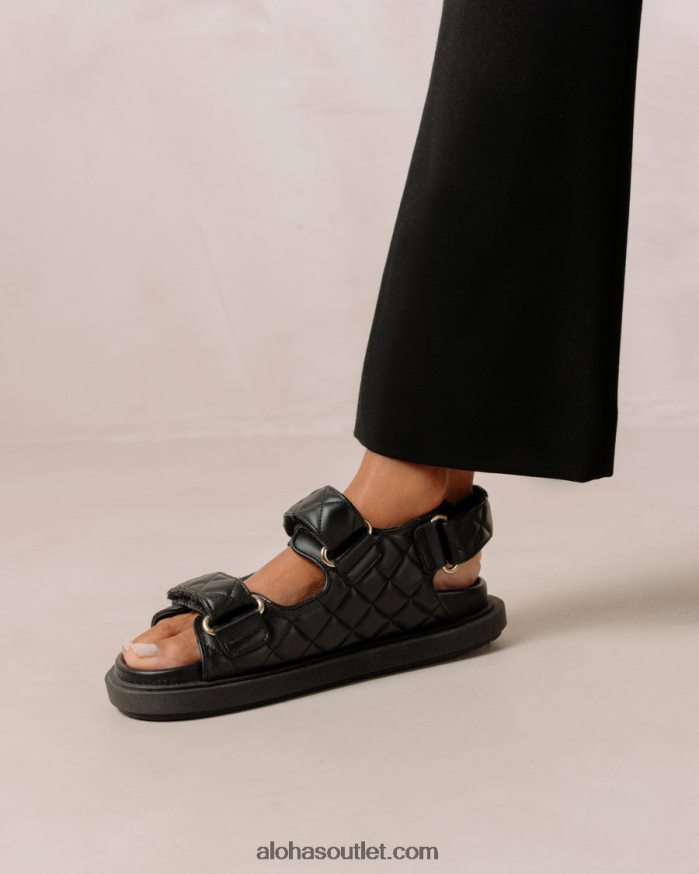 mulheres hook-loop - sandália preta de couro Alohas 4P88ZX235 preto