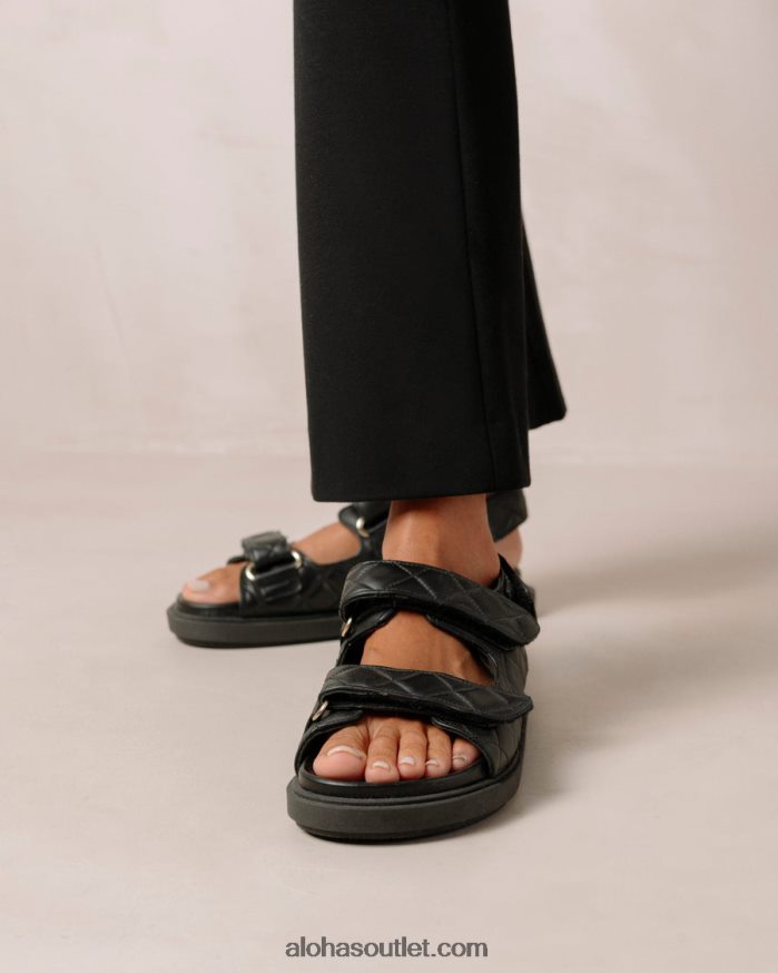 mulheres hook-loop - sandália preta de couro Alohas 4P88ZX235 preto