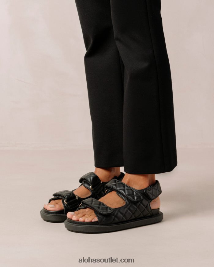 mulheres hook-loop - sandália preta de couro Alohas 4P88ZX235 preto